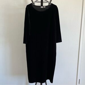 Chico's Classic Black Long Sleeve Suede Dress Size 3
